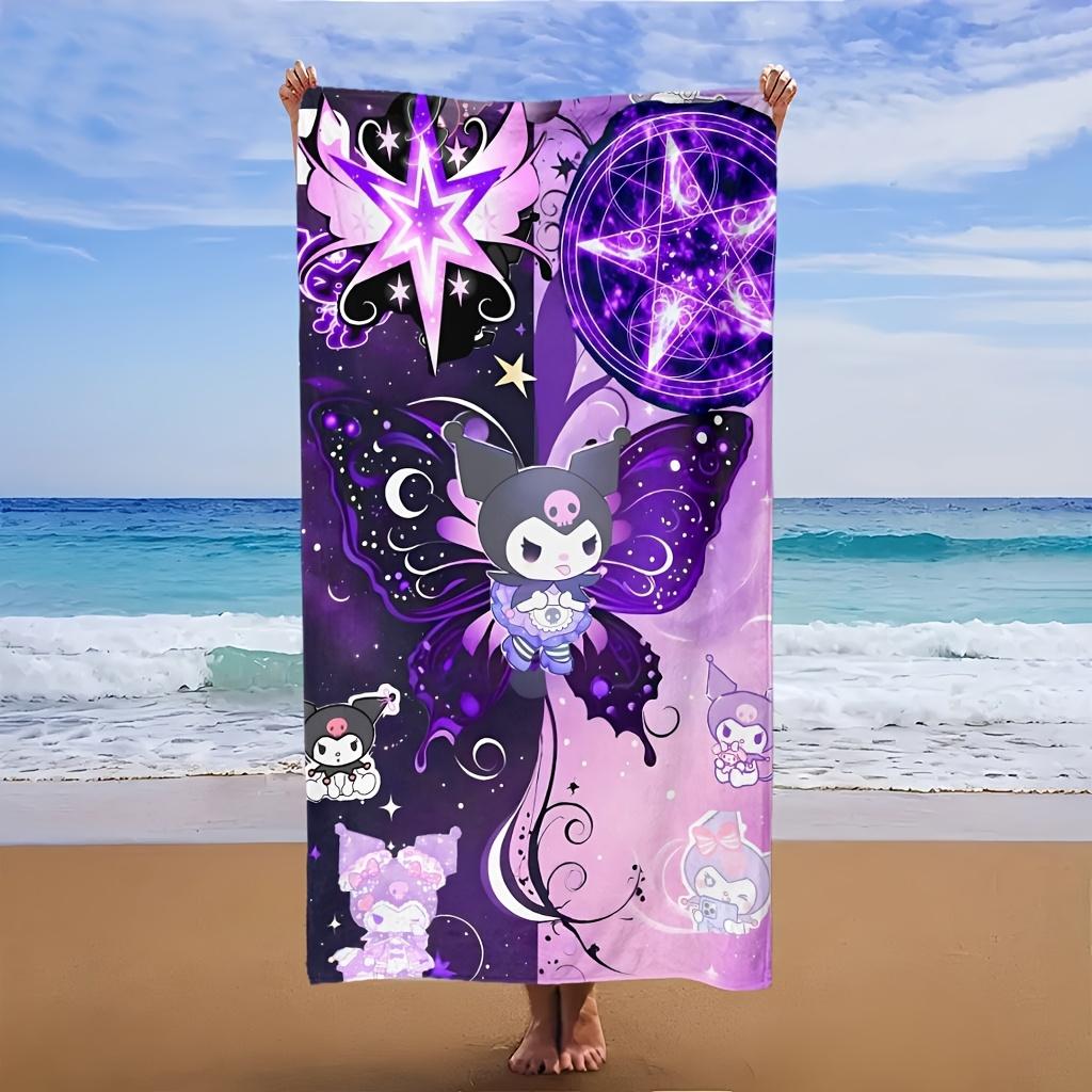 

Kuromi Purple Magic Themed Beach Towel Lightweight Soft Thin Wear Resistant Multi Use Beach Accessory Summer Party Favor Unisex W30*H60(CM)