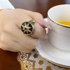 Golden Royalty Star With Stones Ring Europe Fine Jewerly For Women Autumn Lucky Gift In   Copper