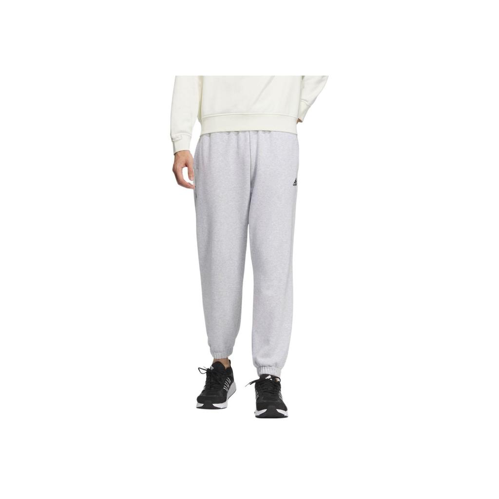Adidas Sports Lifestyle Series Letter Logo Print Simple Comfortable Cuffed Knitted Joggers Unisex Joggers Light-Gray JM9115