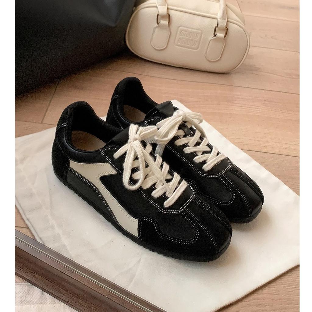 Retro contrasting color splicing flat-bottomed German training shoes women's 2025 new comfortable and lightweight small casual sports Forrest
