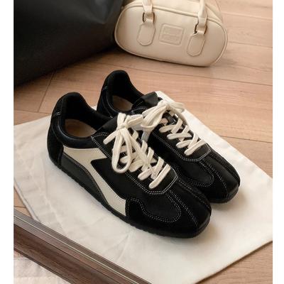 Retro Contrasting Color Splicing Flat-bottomed German Training Shoes Women's 2025 New Comfortable and Lightweight Small Casual Sports Forrest 