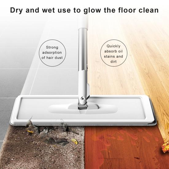 Flat Squeeze Mop Bucket Set with Long Handle 360-Degree Rotation Dry Wet Use Tile Floor Cleaning Mop with Wringer Kit
