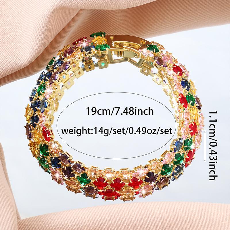 Luxury Shiny Micro Colorful Crystals Women Bracelet Fashion Hand Jewelry
