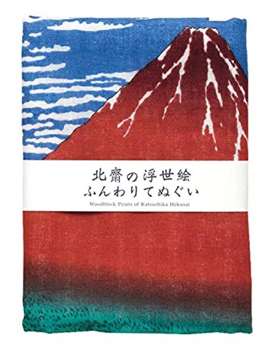 Yamamoto Jin Shoten Japonês Kyoto Mão Gaze Dupla Mão Vento Claro Vermelho 32 x 89 cm Mercadorias, Acessórios, Toalha Ukiyo-e, Toalha, Fuji, (Hokusai),