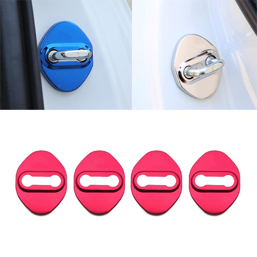 Red Accessories Car Stainless Steel Door Lock Protector Cover Fits For Hyundai
