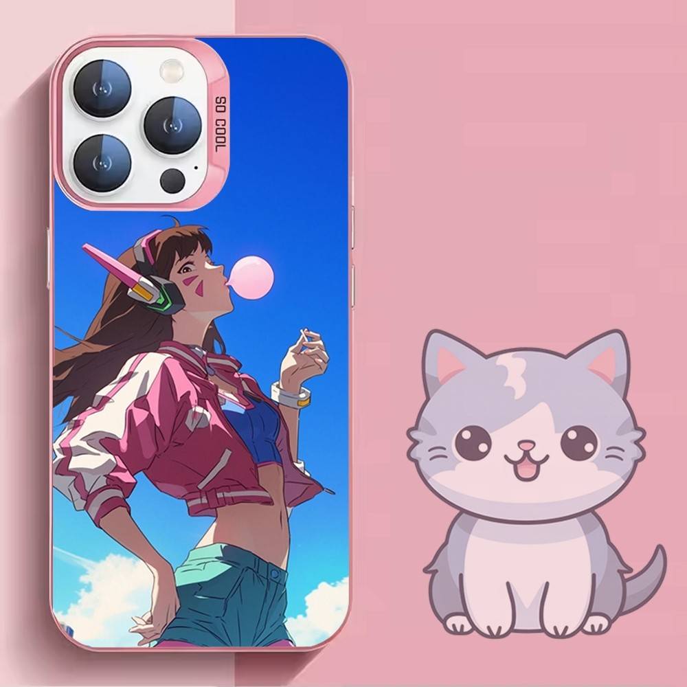

O-Overwatch E-Eva ES Phone Case For iPhone 16,15,14,13,12,11,Mini,Pro,SE,MAX Pink Matte Silicone Cover iPhone15