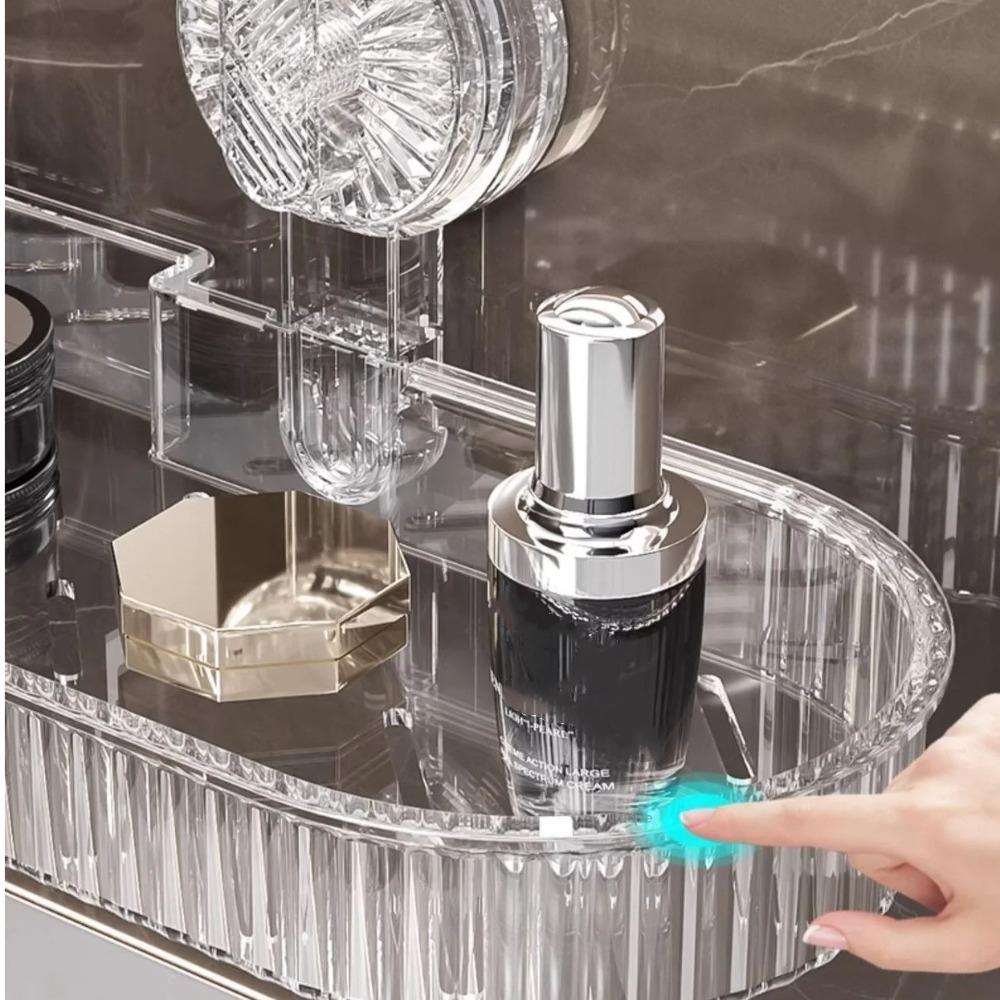 Wall Mounted Bathroom Storage Shelf Suction Cup Toilet Washstand Organizer  Mirror Front