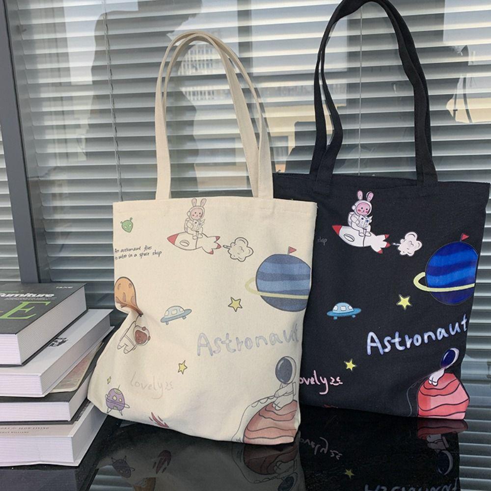 

Canvas Shoulder Bag With Zipper Tote Packs Casual Shopping Bags Women