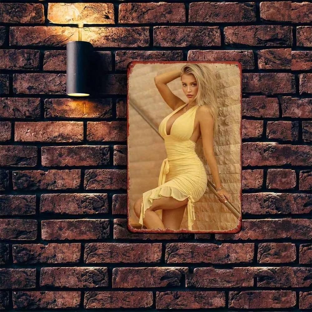 Golden Hair Beauty Metal Sign Vintage Tin Poster Wall Decor for Bedroom Bar Garage Garden Outdoor