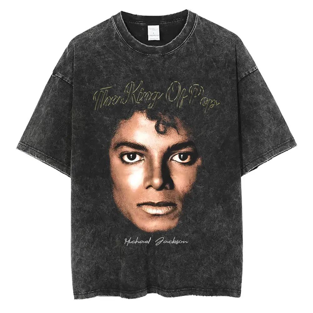 MJ Salute To Michael Jackson Classic Poster Graphic Print T-Shirt Men Women Streetwear Hip Hop Y2K Fashion Vintage Washed O-neck Cotton Oversized Top
