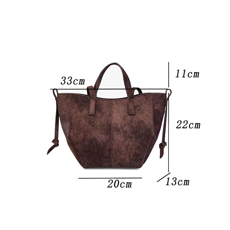 New Womens PU Leather Shoulder Bags Retro Tote Bag Autumn Winter Suede Large Capacity Shoulder Bag Versatile Commuting Bag