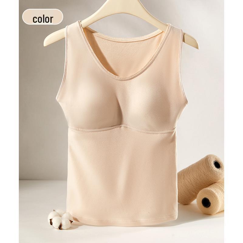 Women's Lyocell Warm Vest with Integrated Bra - Slimming Autumn/Winter Base Layer