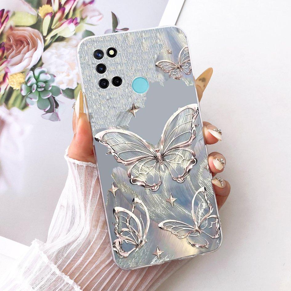 For Realme C17 Case RMX2101 Popular Flower Transparent TPU Silicone Cover For Realme 7i RMX2103 Funda RealmeC17 C 17 Phone Shell