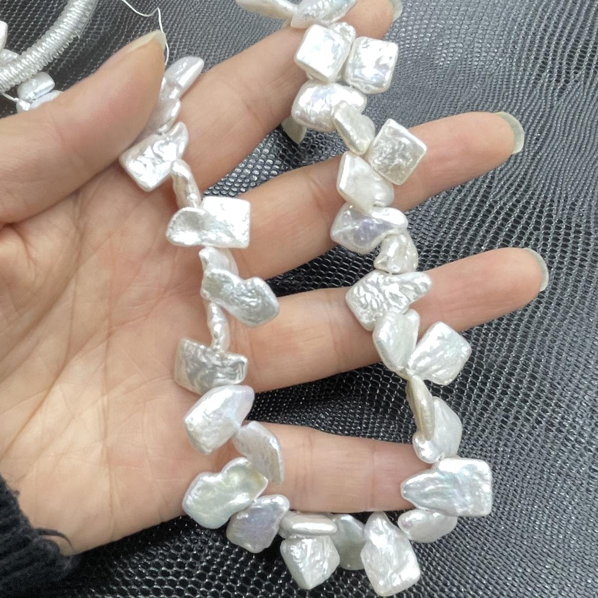 

1String, Handmade Wry Square Pearl, White Natural Freshwater Pearl Beads for Jewelry Making DIY Necklace, Bracelet Accessories, Mother s Day Gift 36cm 1String/ 9×15-9×18mm-36cm белый