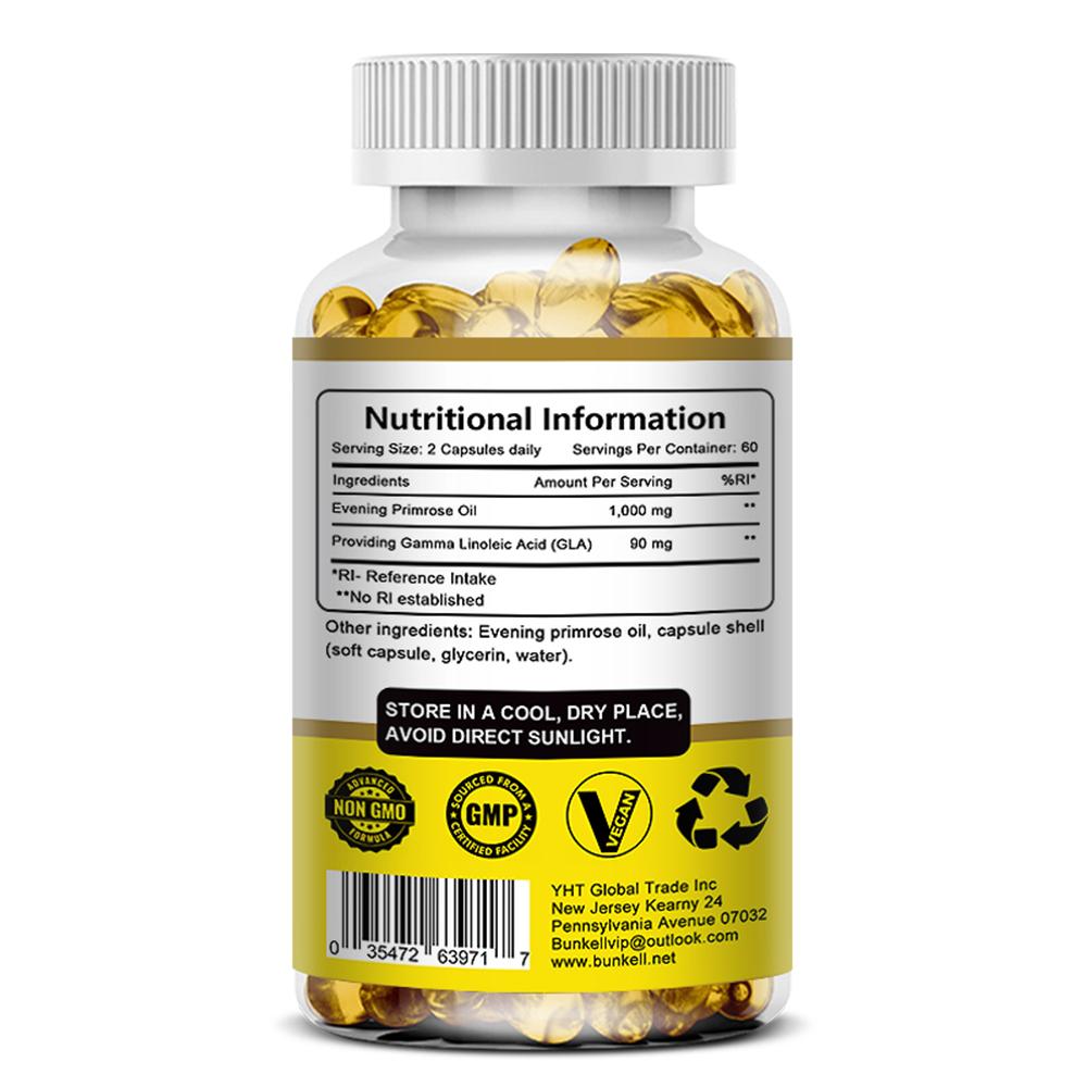 Olio di enotera 1000 mg Integratore alimentare, 120 capsule per flacone