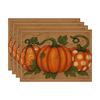 2025 Thanksgiving Pumpkin Maple Leaf Linen Table Mat: Heat-Resistant Autumn Placemat & Coaster Set