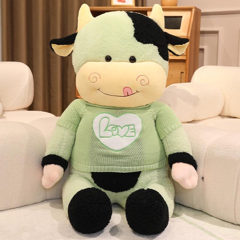 Large Sweater Cow Doll Plush Toy Cow Doll Girl Sleeping Soothing Doll Birthday Gift