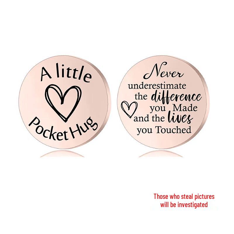 Lucky Charm Motivational Coin: Engravable Stainless Steel Couple & Family Gift Ornament.
