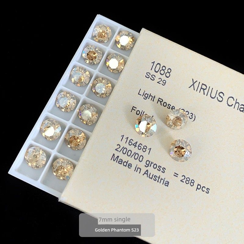 

F136 Titanium Alloy 7mm Chinese Stud Earrings Screw Tightening Buckle Flash Colorful Crystals Ear Bone Stud Hypoallergenic Earring Ear Bone Pin Flats Golden Phantom S23 7mm single(F136 titanium alloy)