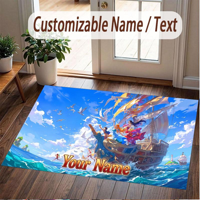 Custom Name Crystal Velvet Rug,One Piece Comfortable Anti Slip Floor Mat For Room Decoration