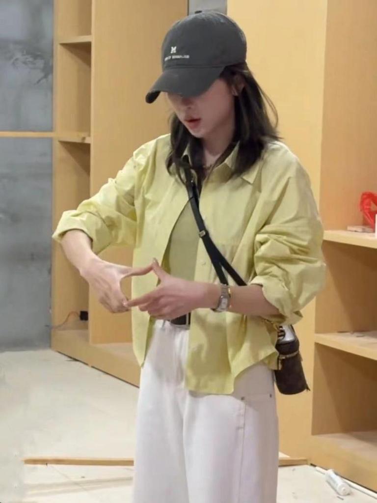 Korean Style Lapel Short Shirt for Women - 2025 Spring Fashion, Petite Casual, Loose Slimming Top