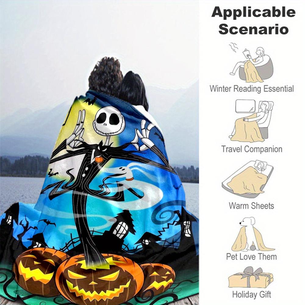 1pc, Jack Skellington Blanket All Seasons Use, Living Room, Travel, Camping, Car Blankets