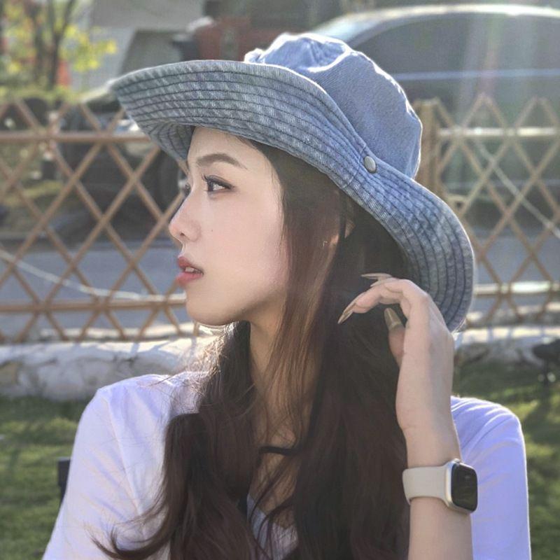 

Шляпа Весна и Осень Модная Женская Универсальная Шляпа-Панама Защита от УФ-лучей Солнцезащитная шляпа С большими полями Полностью закрывающая лицо Студенческая Универсальная C3702 light blue M(56-58cm)