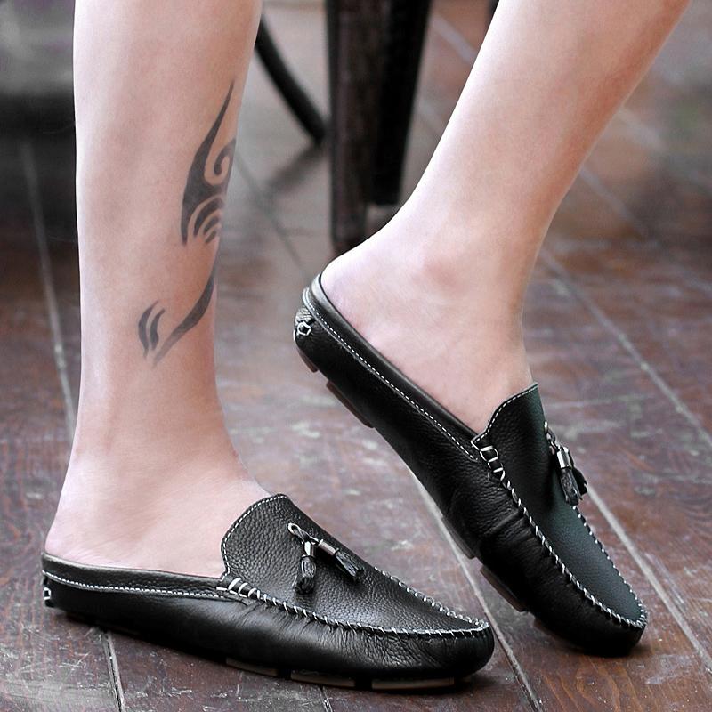 Модные полуботинки мужские слипоны мюли тапочки мокасины повседневная обувь мужская — фото 4