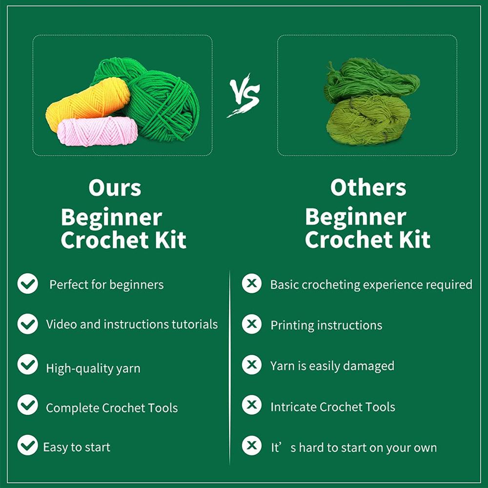 Virksats med djur för nybörjare med videoguide Bomullsgarn Stickgarn Tråd Nålar Virknål Virkverktyg Set DIY Hantverk