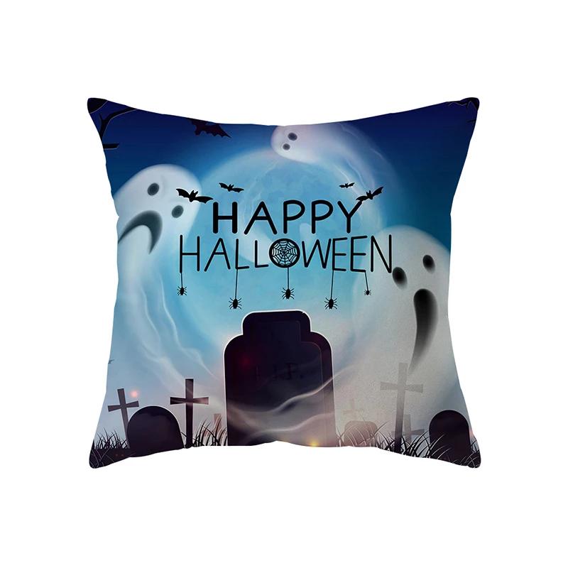 Devil Pumpkin Throw Pillow Cover Halloween Theme Sofa Chair Bed Cushion Home Decor