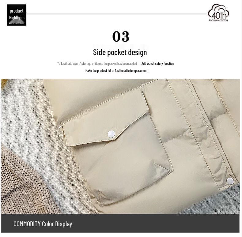 2023 Women's Winter Bread Style Short Down Cotton Padded Vest - Sleeveless, Casual Korean Fashion