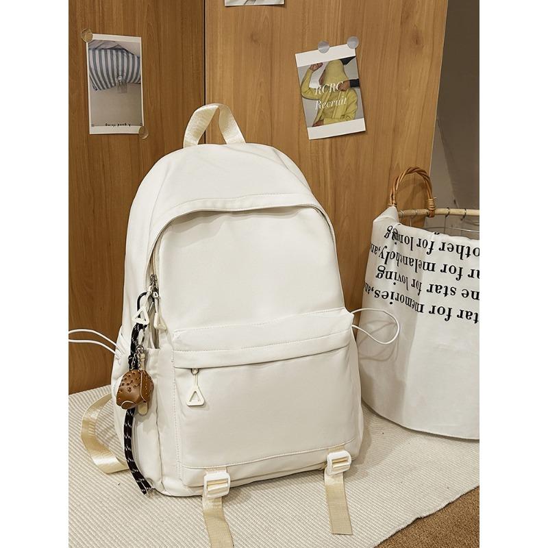 New Solid Color Schoolbag Female Simple Joker Leisure Travel Backpack Large Capacity Junior High School Students Shoulders.