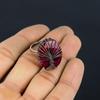 Tree of Life Lab-Created Ruby Gemstone Copper Wire Wrapped Handmade Jewelry Ring For Her