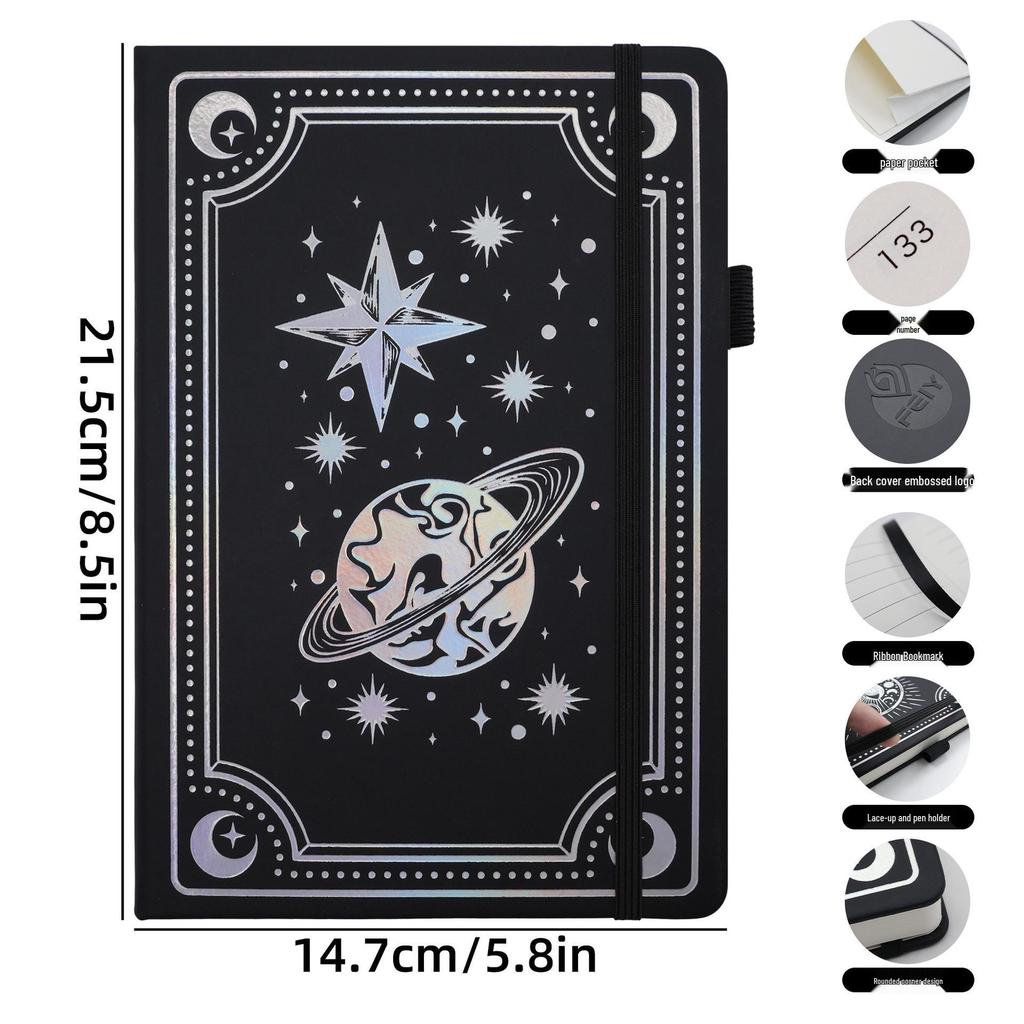 A5 Tarot Style Notebook with Laser Silver Lined Pages