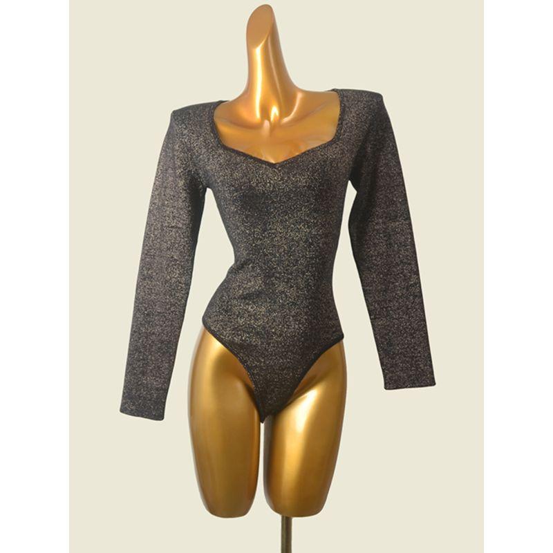 Export Single Sexy Sexy T-Shaped Bottoming Shirt Women's Fashion Ins Skinny Slimming Triangle Long Sleeve Jumpsuit