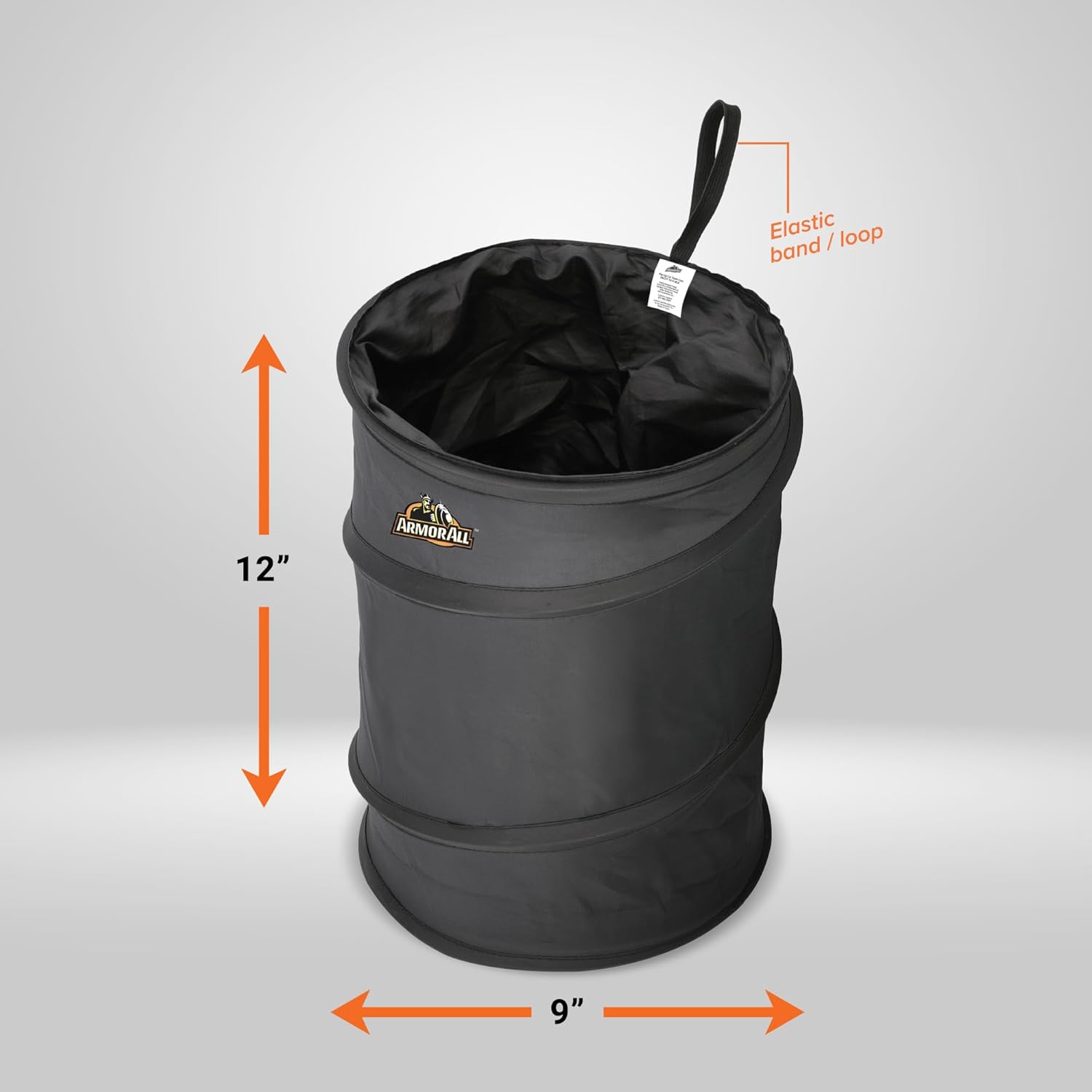 3.3 Gallon Pop-Up Trash Can, Waterproof, Portable Collapsible Garbage Bin with Loop & Velcro Base United States