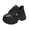 Fashion White Black Chunky Sneakers Women Spring Autumn Thick Bottom Shoes Woman Fashion PU Leather Platform Casual Sneakers Ladies