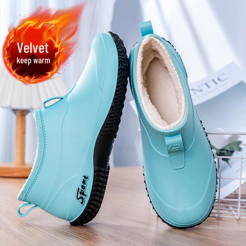 Stylish Women's Non-Slip Waterproof Ankle Rain Boots for Outdoor & Kitchen Use