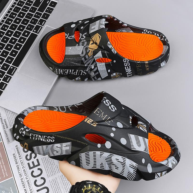 Fashion Men Casual EVA Soft Sole Slippers Trend Thick Platform Outdoor Beach Shoes Couple Indoor Home Slides Bathroom Non-slip Slides