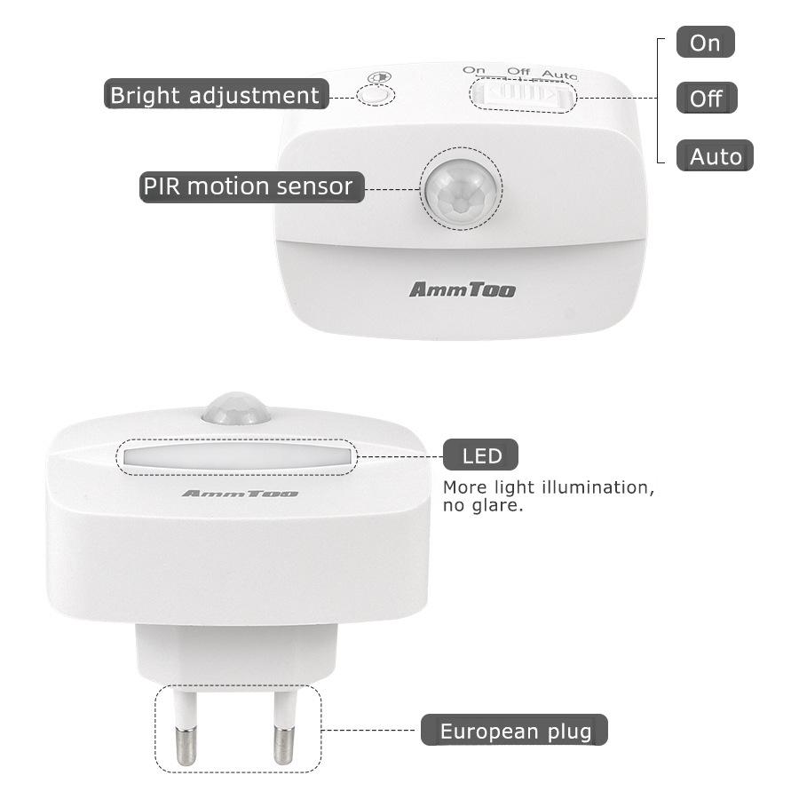 Smart Infrared Motion Sensor Night Light LED for European & American Standards