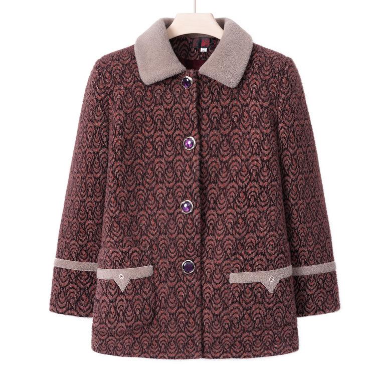 

Winter Coat Plus Velvet Coat for Women New Style Middle-aged and Elderly People In Autumn and Winter Warm Coat for Mothers In Winter Thick Top 5XL фиолетовый