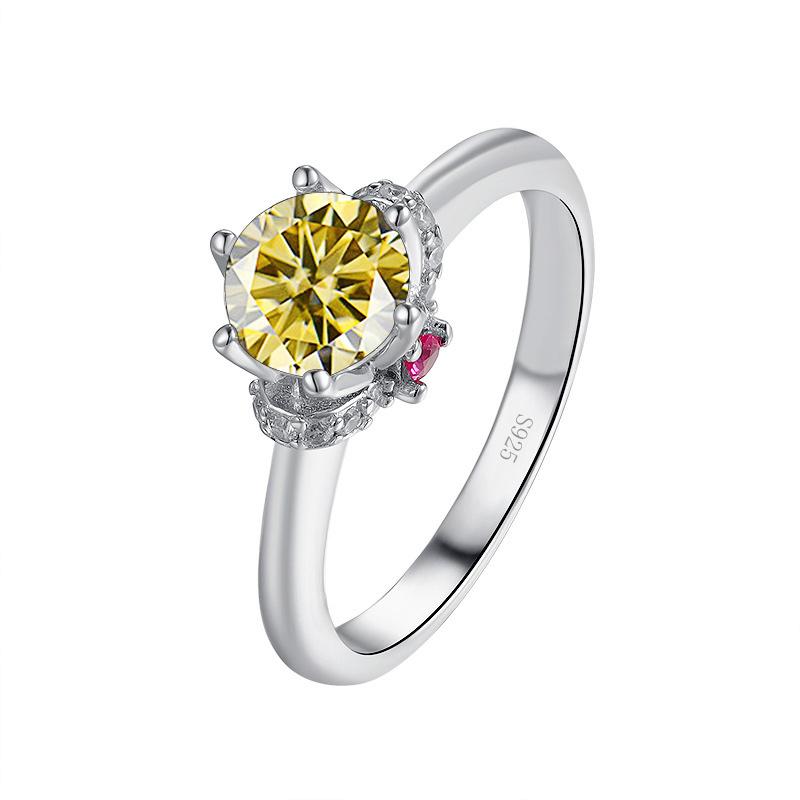 

Кольцо Bague Ringen Mosang с бриллиантом и шестью когтями для женщин, с восемью сердцами и восемью стрелами, классический муассанит 1ct No.10 жёлтый