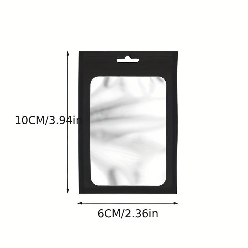 50pcs/bag Black Foil Pouch, Reusable Self Sealing Mylar Bag, Ziplock Hang Bags With Clear Window For Diy Jewelry Display Packaging