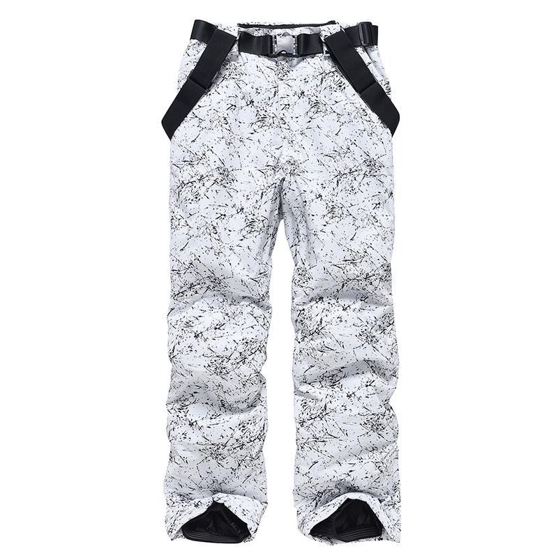 

Unisex Winter Snowboard Ski Pants with Warm Thick Straps and Prints Large