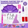 Diamond Painting Tool Kit with Fan Shaped Sorting Tray Rotating Pen Wax Pads Scraper Brush and Spoon for DIY Rhinestone Crafts