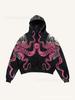 American Flame Skull Frame 3D Printed Hooded Sweatshirt, Vintage High Street Loose Trendy Brand Pullover Sweatshirt