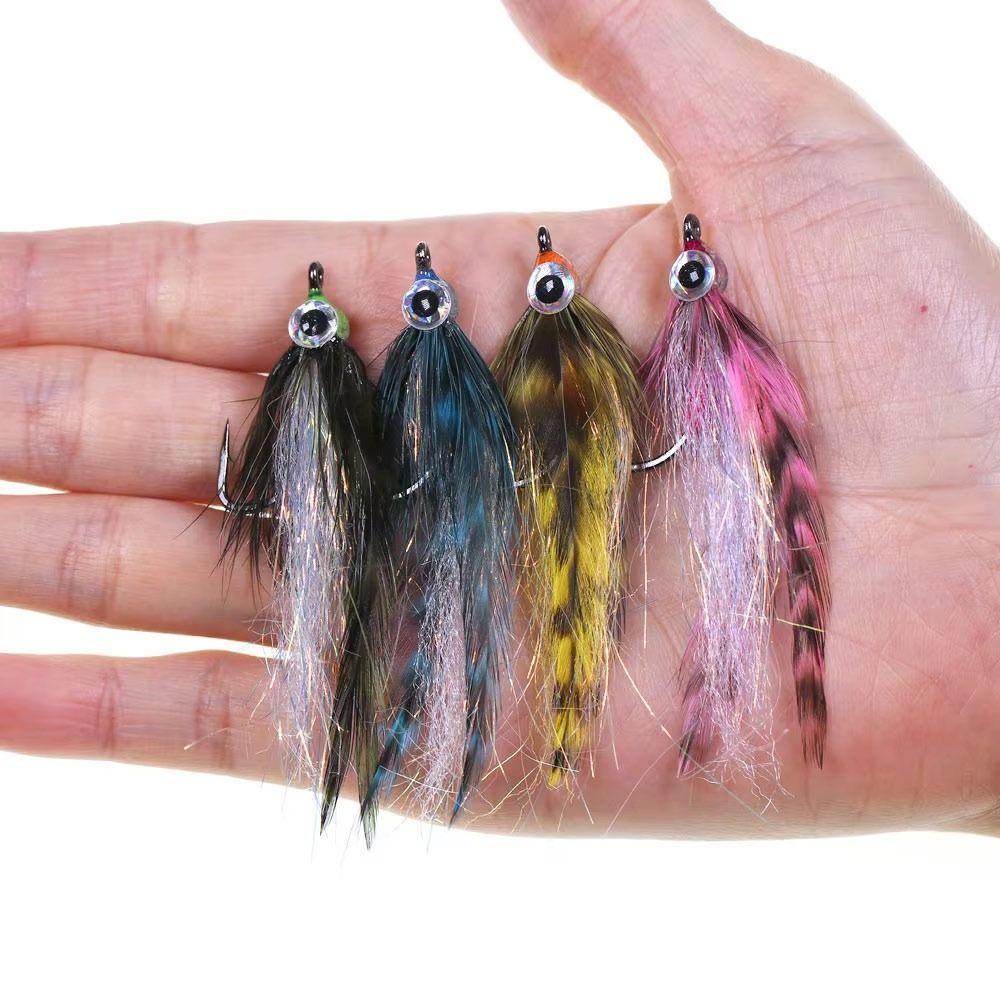 4 st Livslika Betesfisk Streamer Fluga Grizzly Sadelhackel Minnow Fluga Gädda Öring Abborre Stålhuvud