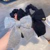 Plush Big Bow High Elastic Hair Rings Autumn Winter Fashion Simple Small Intestine Hairband Low Ponytail Maruko Girls Headwear