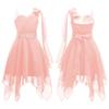 Girls One Shoulder Sleeveless Flower Girl Dress Kids Ruched Applique Pageant Wedding Bridesmaid Dresses