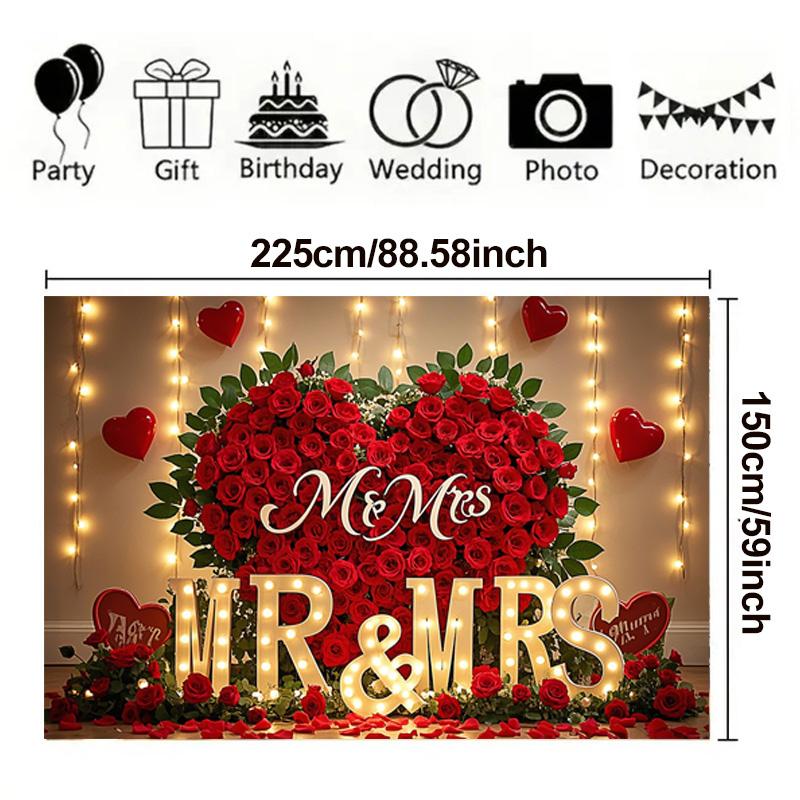 Romantic Red Rose Heart Backdrop,Floral Wall Decor Photography Background for Photo Booths,Parties,Wedding Decorations